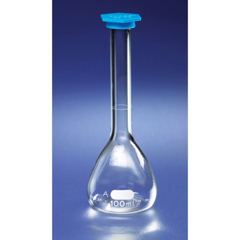Pyrex Borosilicate Volumetric Flask with Cap – 100 mL