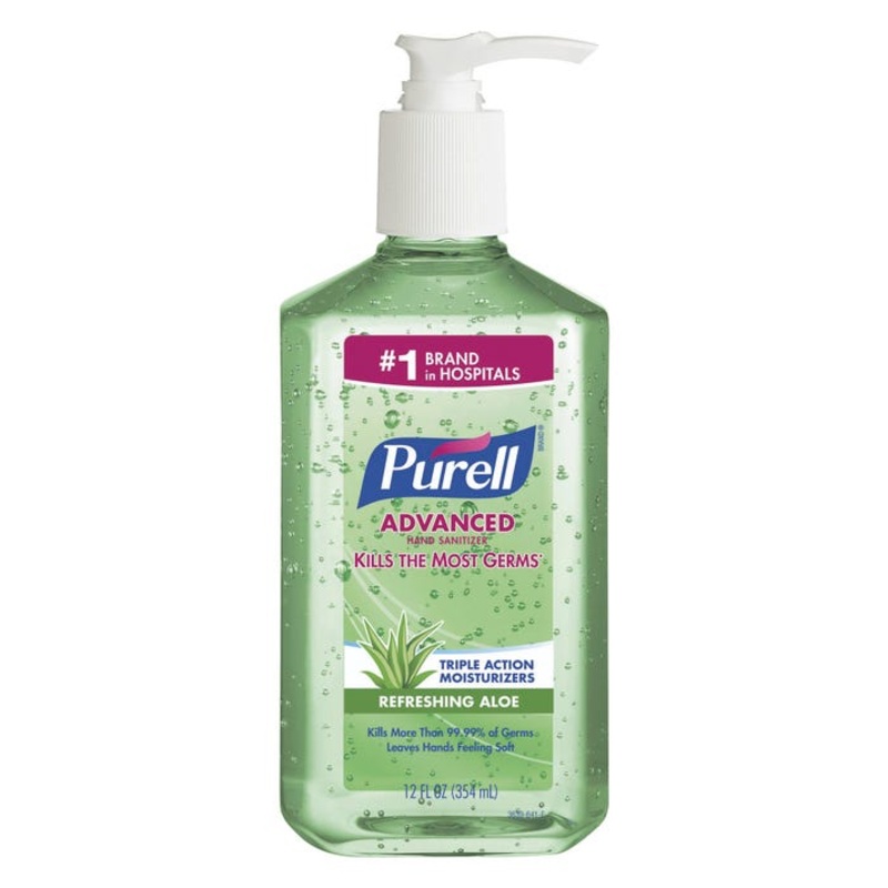 Purell Advanced Hand Sanitizer, Soothing Aloe Gel, 12 Ounce Pump Bottle