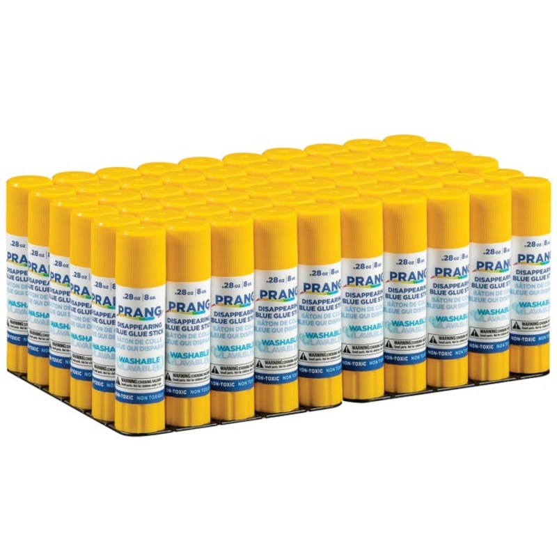 Prang Washable Glue Stick, 0.28 oz, Blue and Dries Clear, Pack of 60