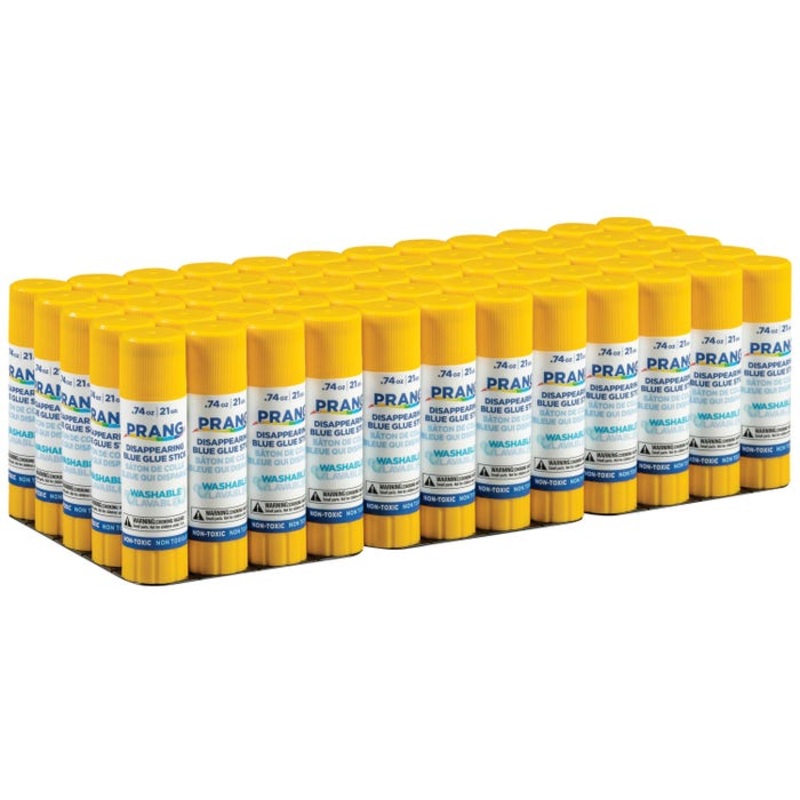 Prang Washable Glue Stick, 0.74 oz, Blue and Dries Clear, Pack of 60