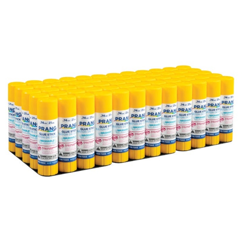 Prang Washable Glue Stick, 0.74 oz, Clear, Pack of 60