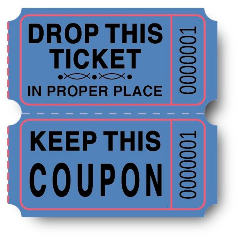 Premier Southern Ticket Double Roll Ticket, 2 x 2 inches, Blue, Pack of 2000