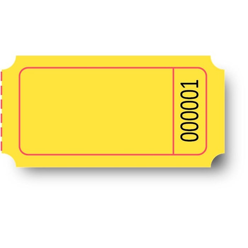 Premier Southern Ticket Single Roll Blank Tickets, 1 x 2 Inches, Yellow, Pack of 2000