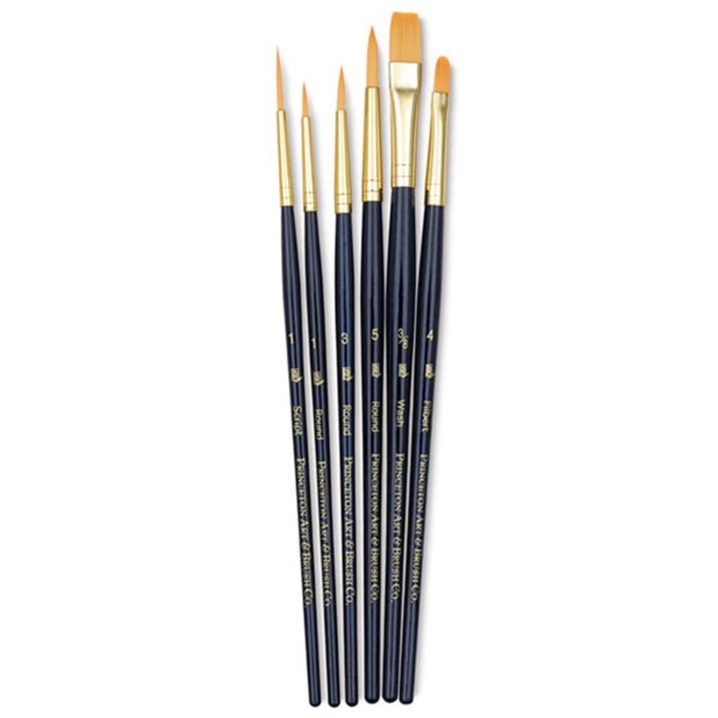 Princeton 9132 Economy Assorted Trim Paint Brush Set, Assorted Size, Blue, Set of 6