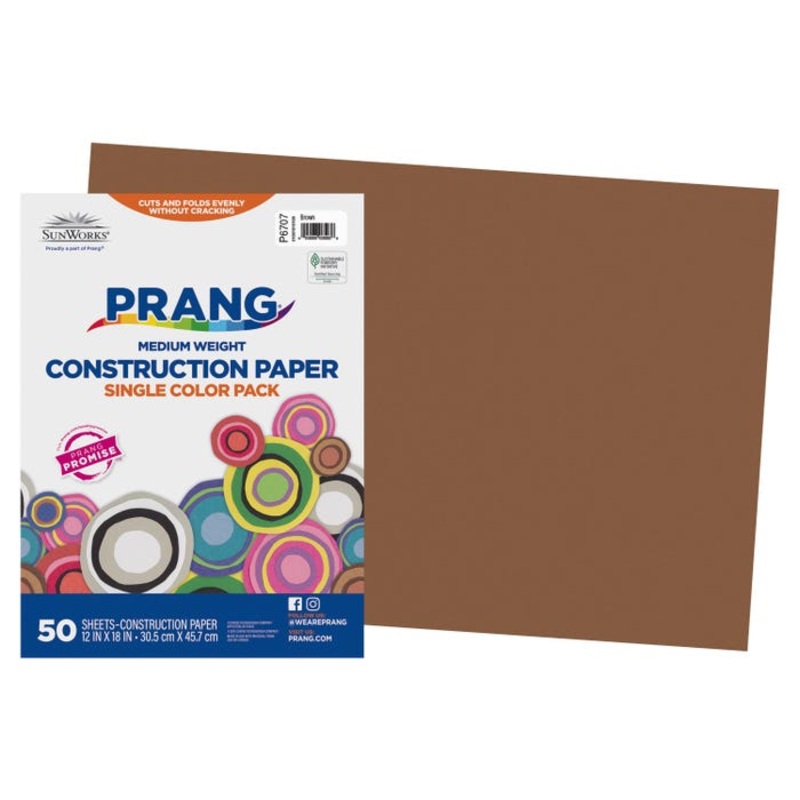 Prang Medium Weight Construction Paper, 12 x 18 Inches, Brown, 50 Sheets
