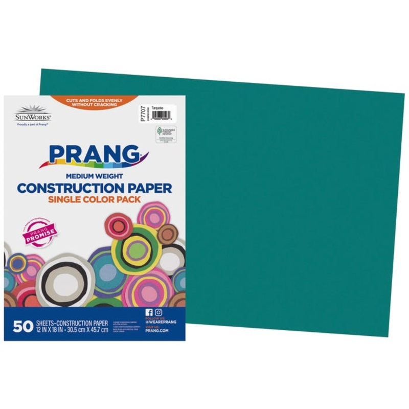 Prang Medium Weight Construction Paper, 12 x 18 Inches, Turquoise, 50 Sheets