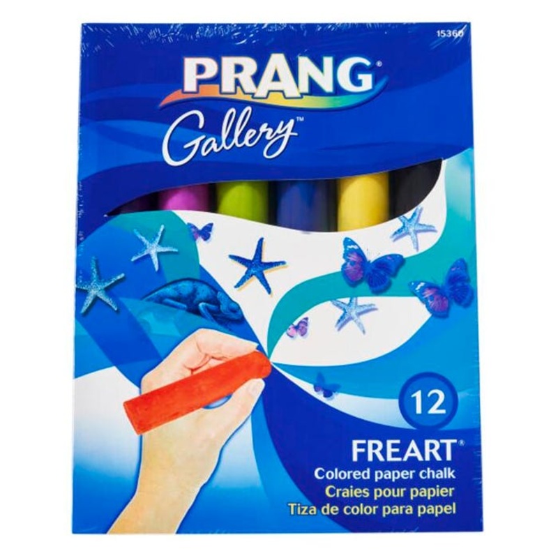 Prang Non-Toxic Sidewalk Chalk, 4 L x 1 W Inches, Assorted Colors, Set of 12