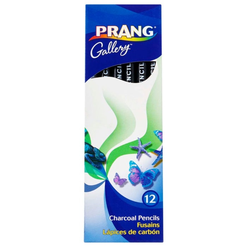 Prang Paper Wrapped Charcoal Pencils, Soft Hardness, Black, Pack of 12