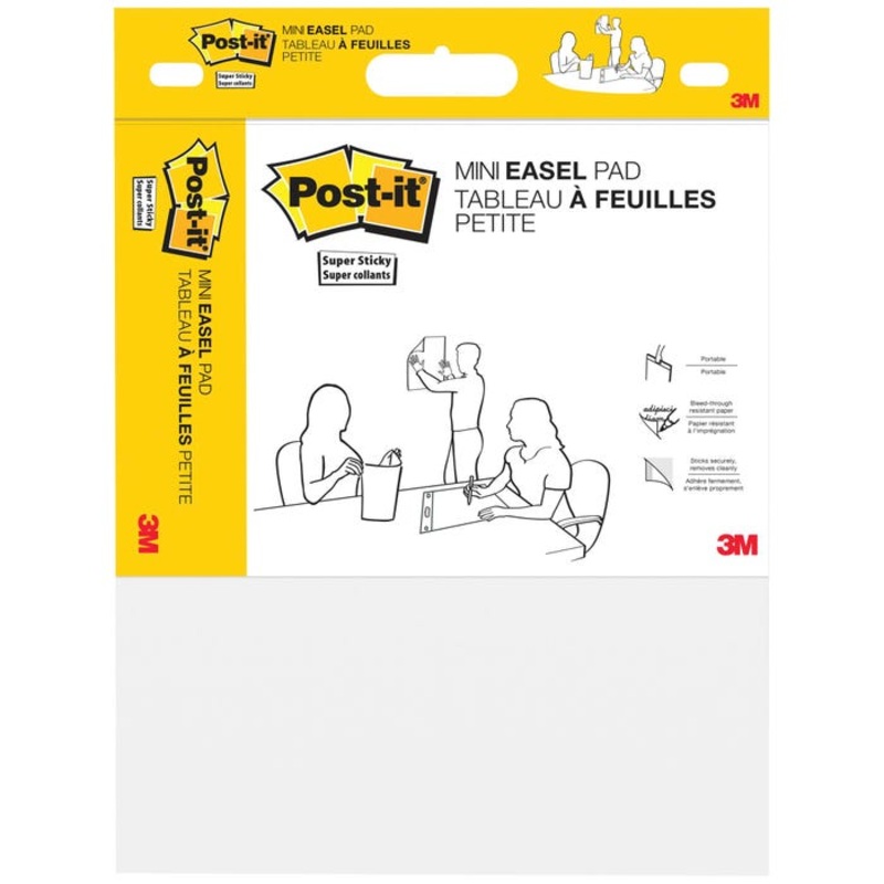 Post-It Mini Self-Stick Easel Pad, Unruled, 15 x 18 Inches, White, 20 Sheets
