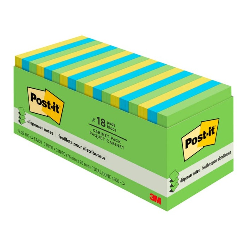 Post-it Pop Up Notes, 3 x 3 Inches, Floral Fantasy Colors, 18 Pads with 100 Sheets Each