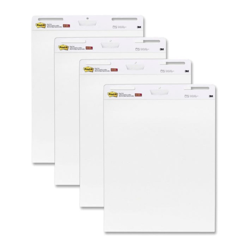 Post-It Self-Stick Easel Pads, 25 x 30 Inches, Unruled, White, 30 Sheets, Pack of 4