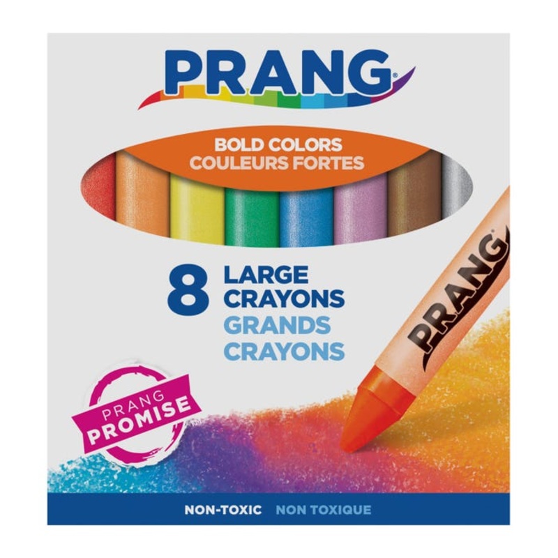 Prang Large Molded Crayon Set in Lift Lid Box, Assorted Color, Set of 8