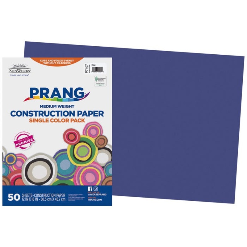 Prang Medium Weight Construction Paper, 12 x 18 Inches, Blue, 50 Sheets