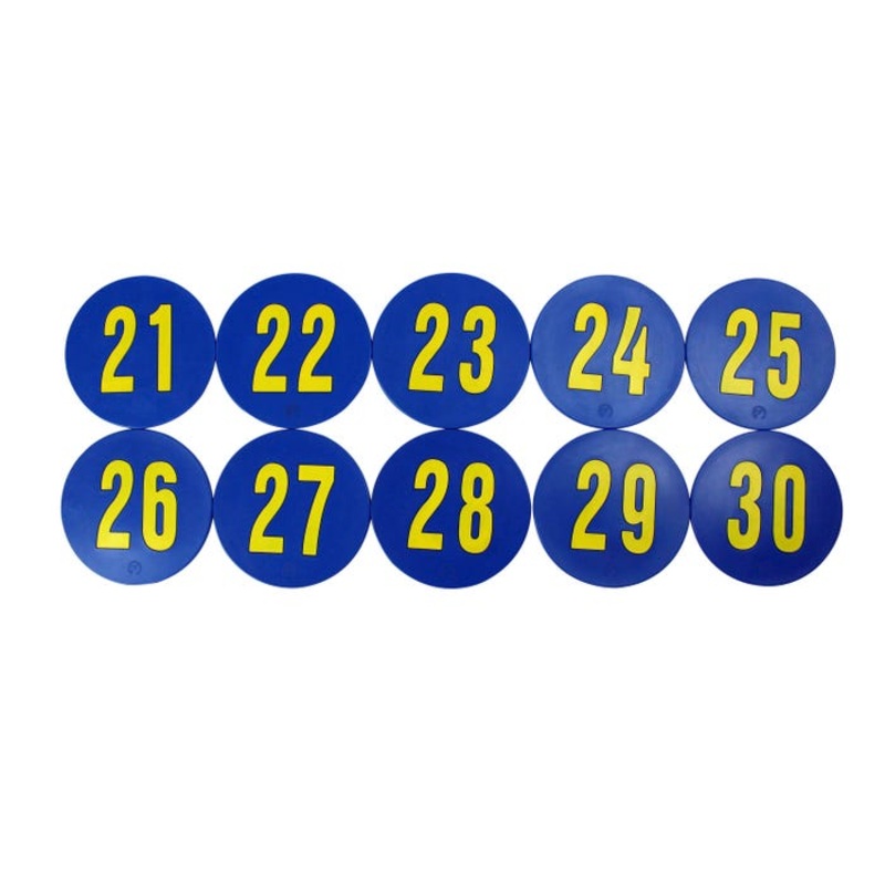 Poly Enterprises Numbered 21 to 30 Spots, 9 Inches, Poly Molded Vinyl, Bue, Set of 10