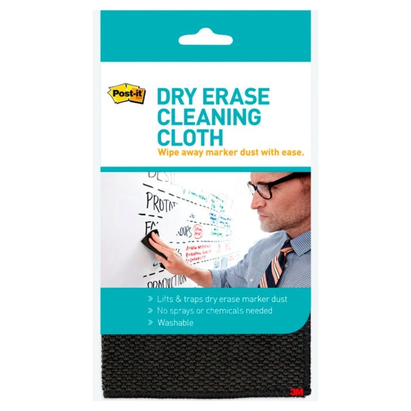 Post-it Dry Erase Cleaning Cloth, Washable, Black