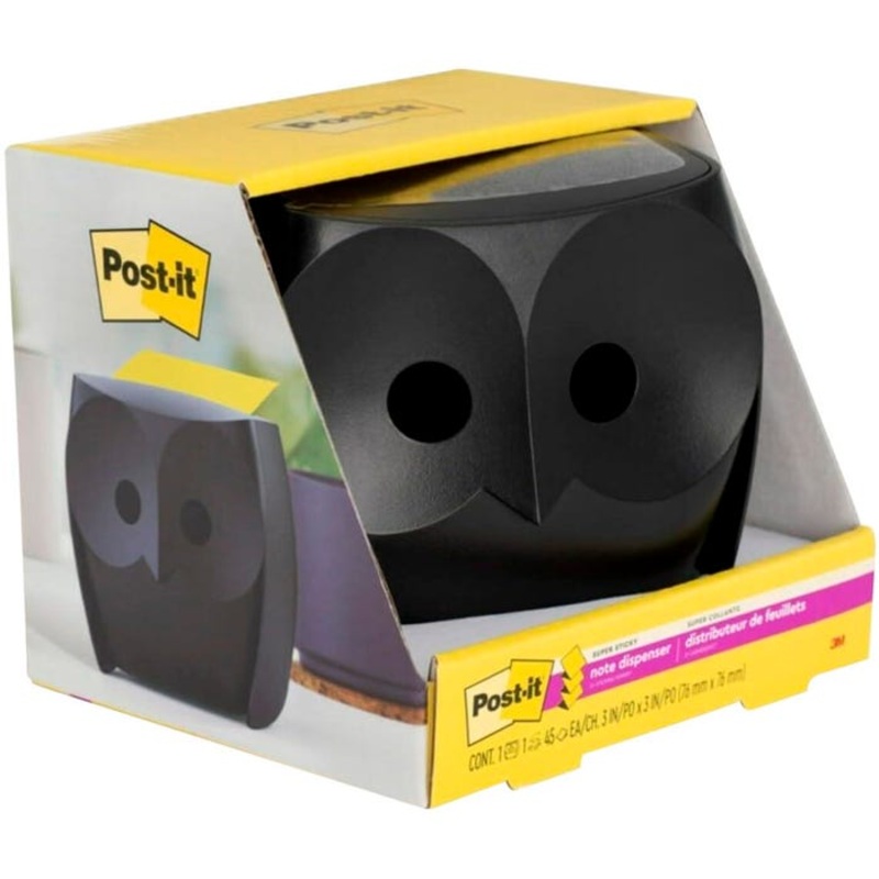 Post-it Note Dispenser, 3 x 3 Inches, Owl Design Dispenser, Includes 3 Pads