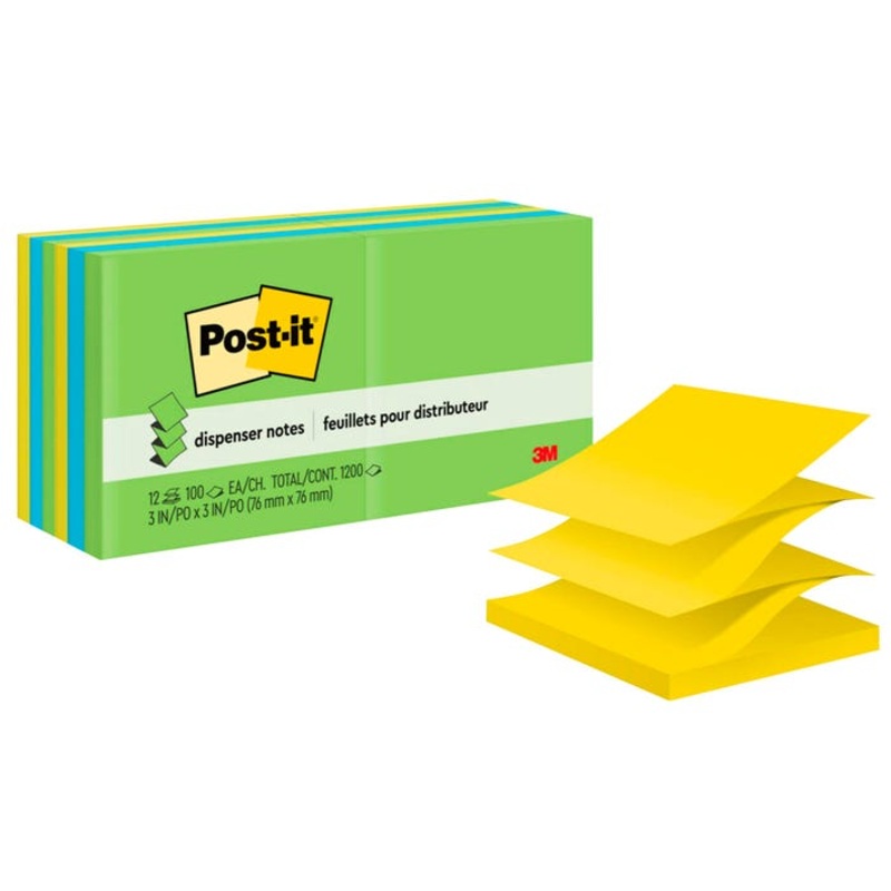 Post-it Pop-Up Original Notes, 3 x 3 Inches, Floral Fantasy Colors, Pad of 100 Sheets, Pack of 12