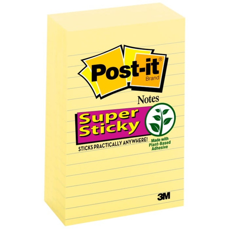 Post-it Sticky Notes, 4 x 6 Inches, Canary Yellow, 5 Pads with 90 Sheets