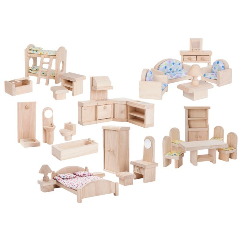 Childcraft Dollhouse Furniture Set, 6 Rooms, 33 Pieces