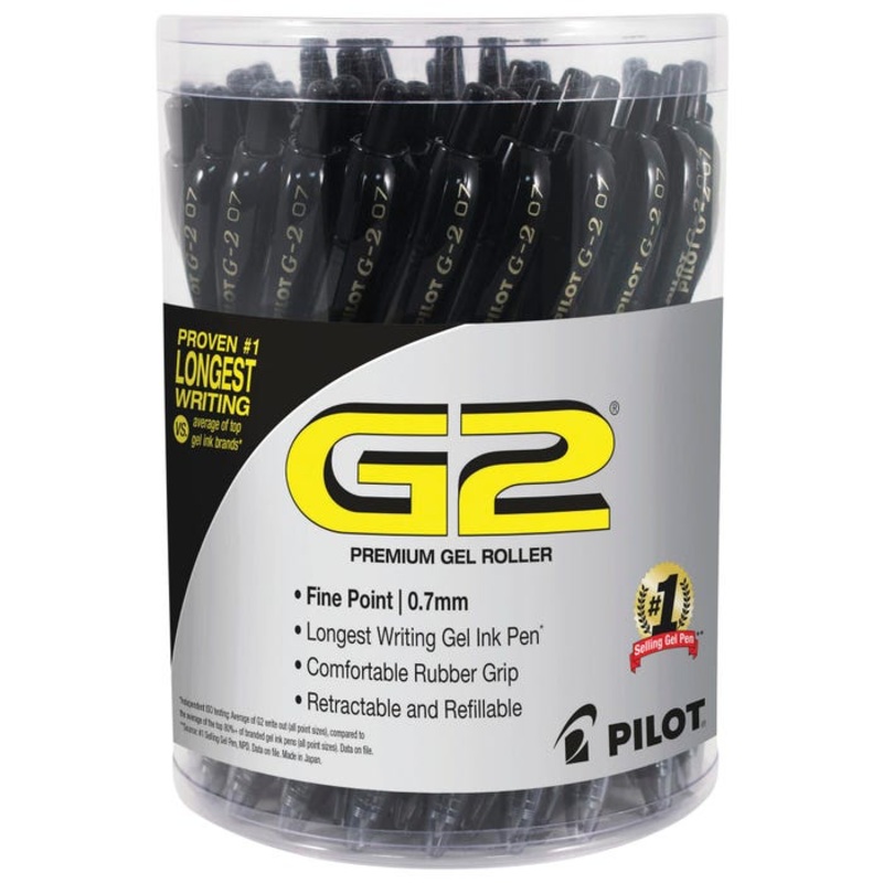 Pilot G2 Premium Retractable Gel Ink Rolling Ball Pen, Fine Point, Black Ink, Pack of 36
