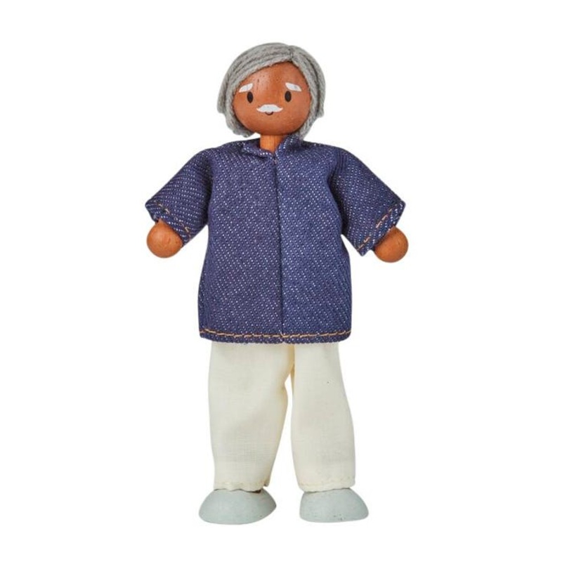 PlanToys Wood Grandfather Doll, Medium Skin Tone