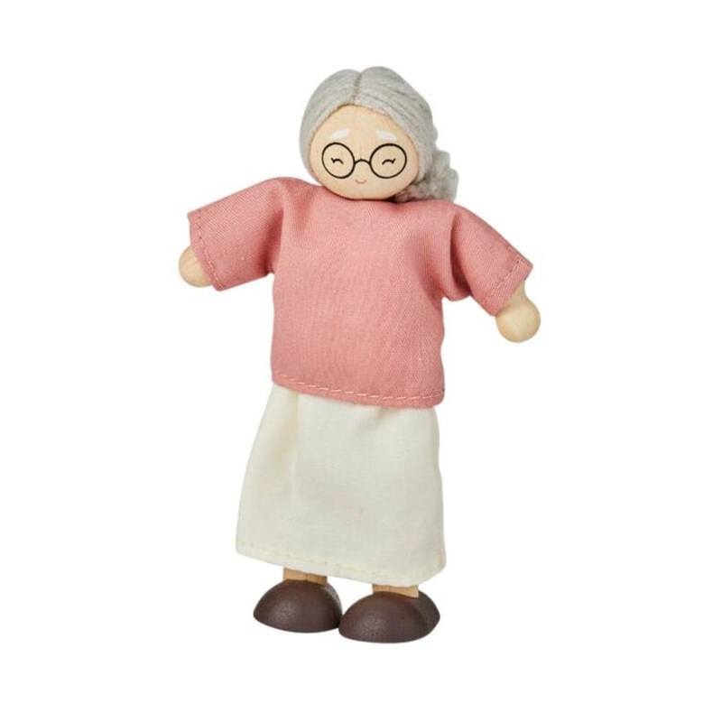 PlanToys Wood Grandmother Doll, Fair Skin Tone